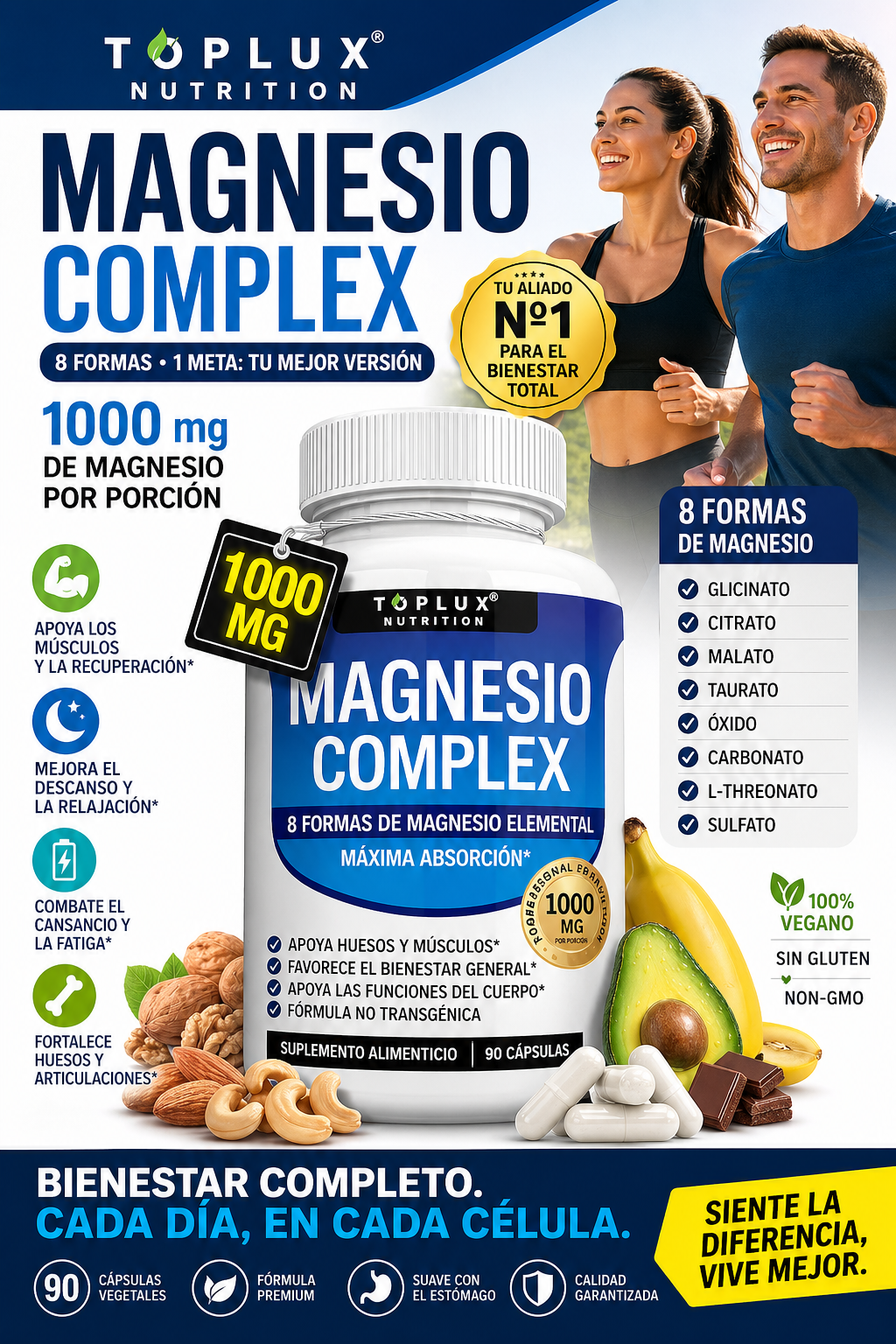Toplux Magnesium Complex 8 Essential Magnesium Supplement 1000mg